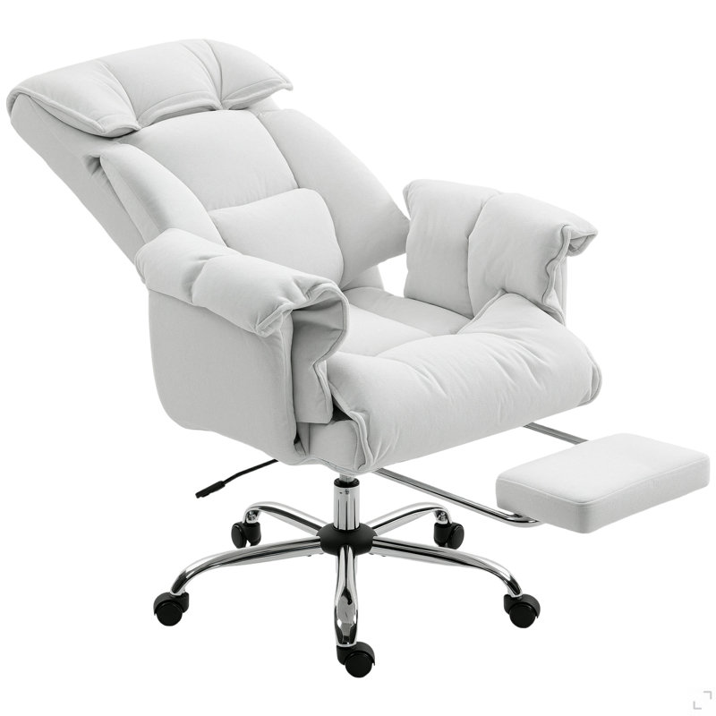 Chaise de bureau à haut dossier, chaise de bureau inclinable avec repose-pieds, coussin épais, mousse à haute résilience, hauteur réglable, roulettes