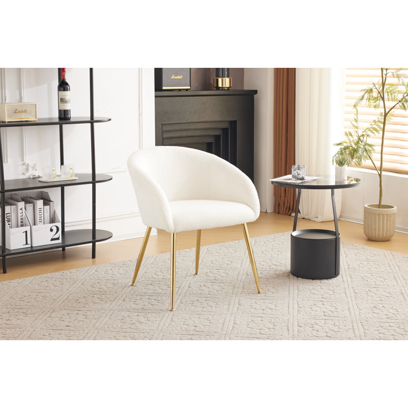 fauteuil d'appoint rembourré, Doré, 1, Blanc