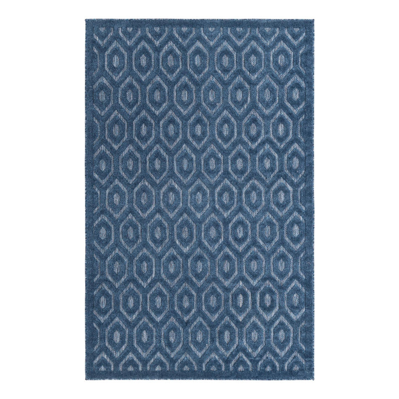 Tapis intérieur / extérieur bleu marine Heckstall, Rectangle 5 pi 3 po x 8 pi