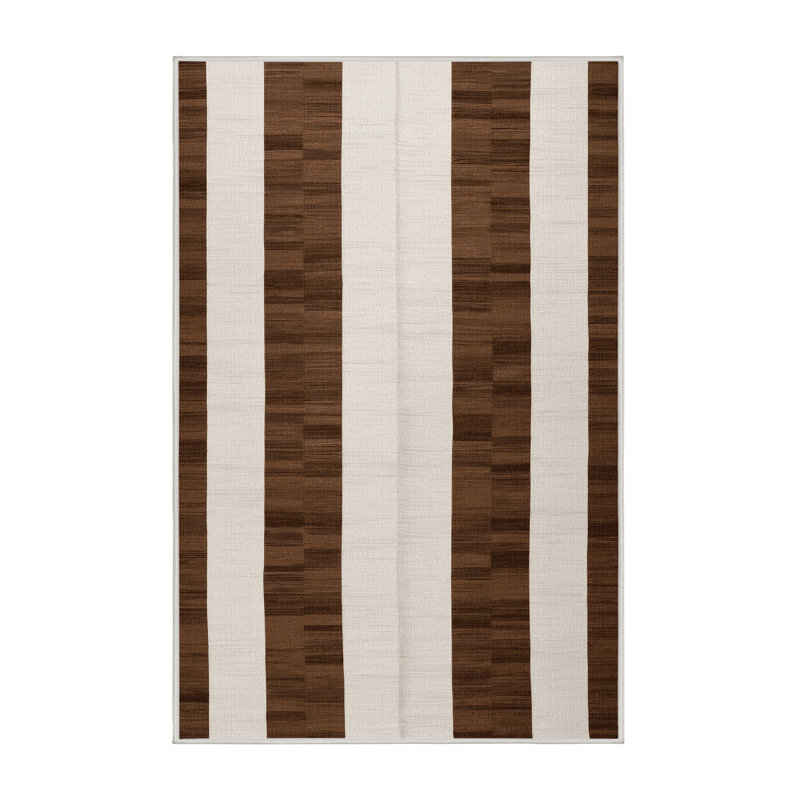 Tapis beige à carreaux lavable à la machine, Rectangle 5 pi x 7 pi