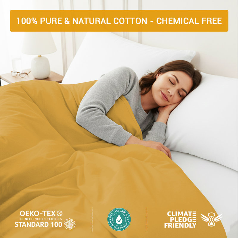 Cotton Solid Colour Duvet Cover Set with Pillow Shams, King Duvet Cover + 2 Shams