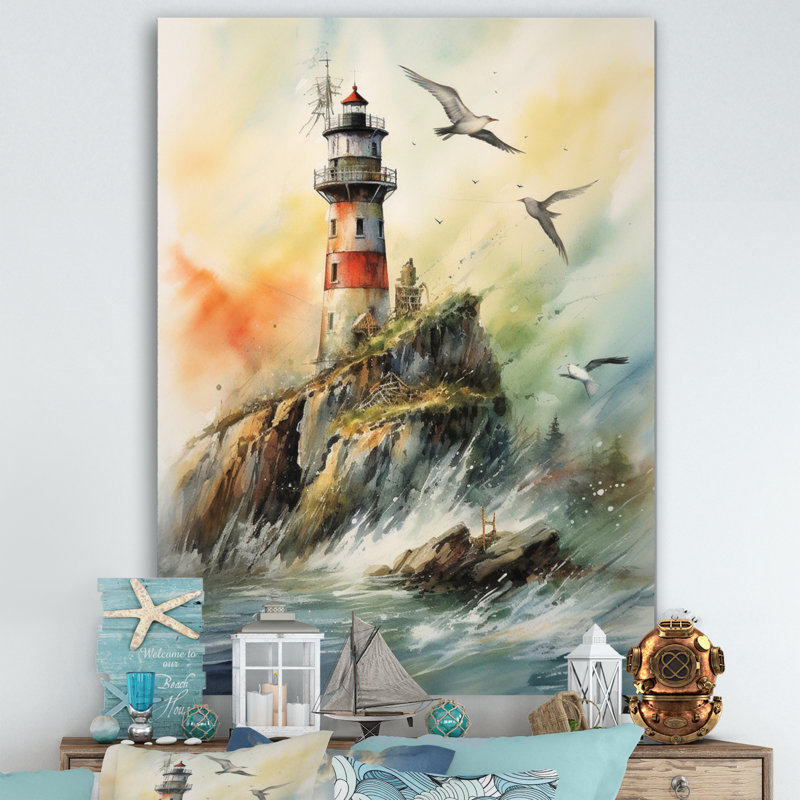 Océan tour de guet V sur toile, H 44 po x l 34 po x P 1,5 po, Toile tendue
