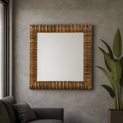 Miroir mural décoratif avec nervures tissées comme des détails