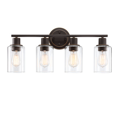 4-Light Bathroom Light Fixture with Clear Glass Shade