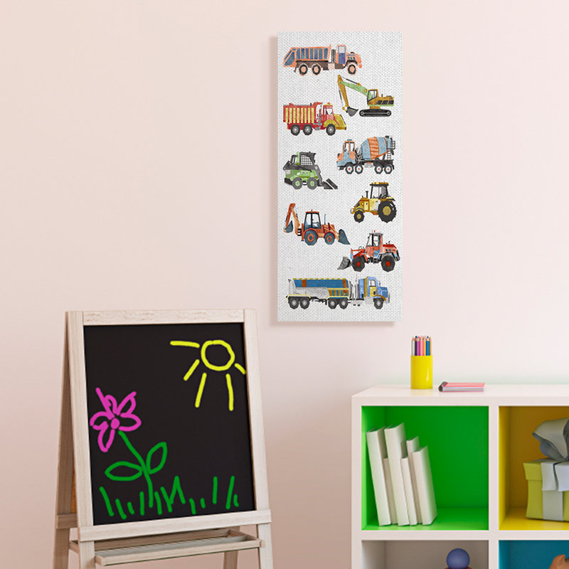 «Vibrant Camions of Construction Playful» par Ziwei Li - impression sur toile, Toile tendue, H 30 po x l 13 po