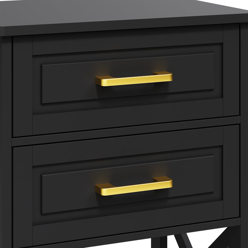 Havelka 2-Drawer Nightstand, Set of 2, Black