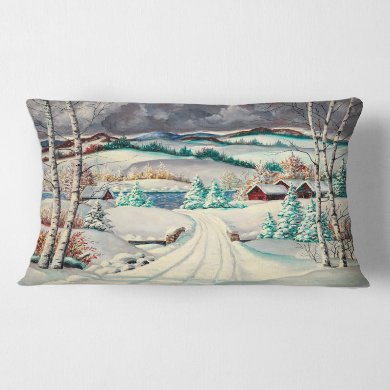 Housse et housse de coussin rectangulaire Snowy Road