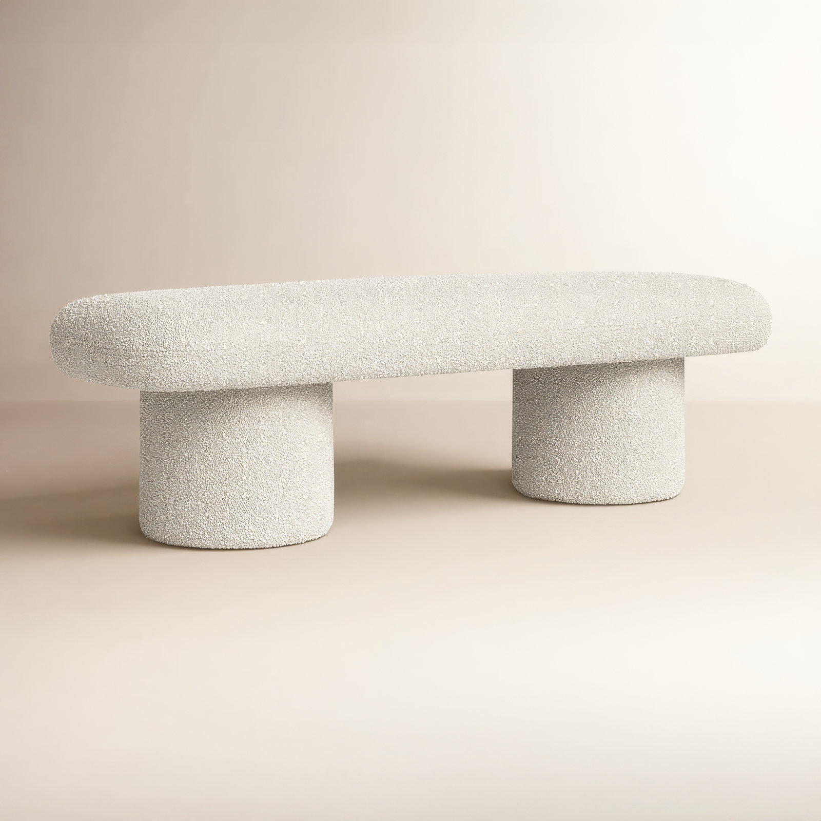 Anston 56" Bedroom Bench, Ivory White Boucle
