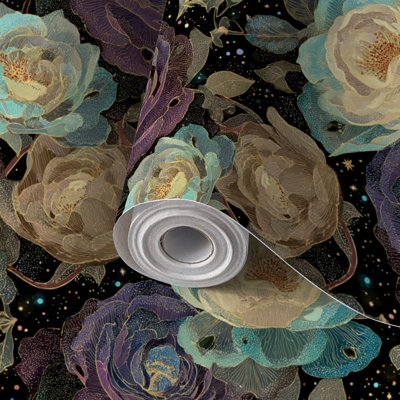 Papier peint auto-adhésif mural et mystique à motif floral botanique céleste céleste auto-adhésif et amovible 17,7 po x 118 po (45 x 300 cm)