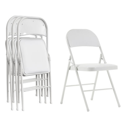 Chaises en fer blanches pliantes élégantes - Sièges de coussin en PVC rembourrés d'éponge pour la maison et les événements