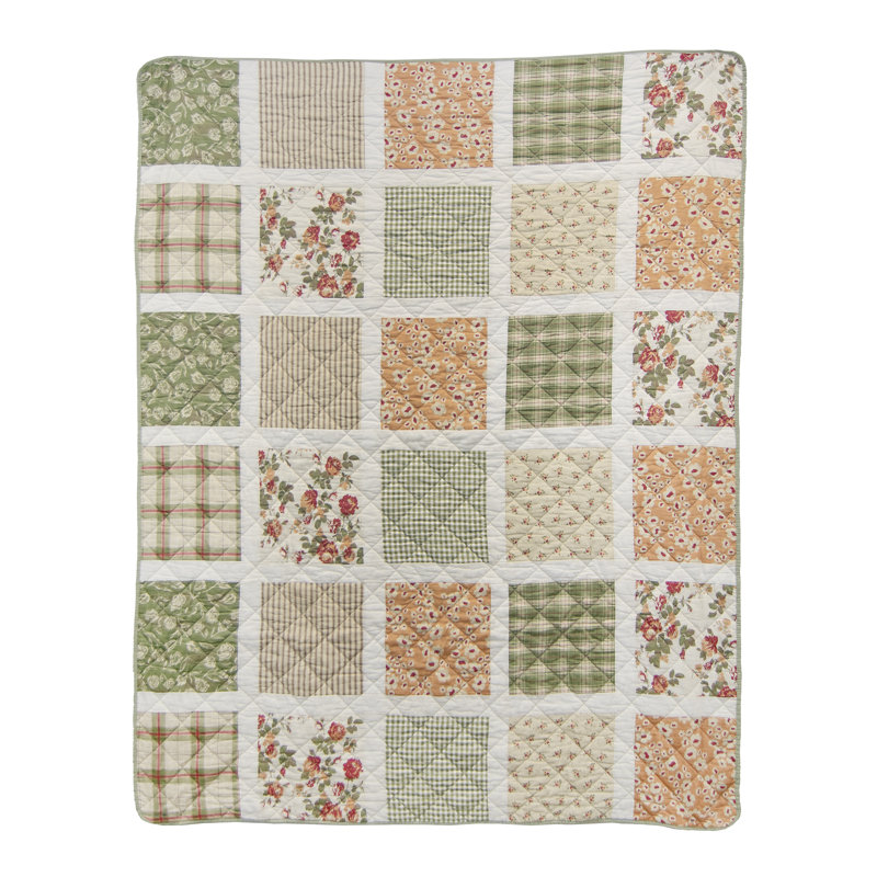 Donna Sharp Peach Rose Pieced Cotton Throw