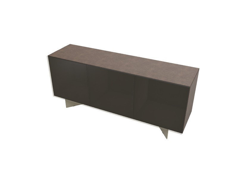 Buffets en cristal, Bronze mat / verre beige perle, H 31,13 po x l 71,38 po x P 19,75 po