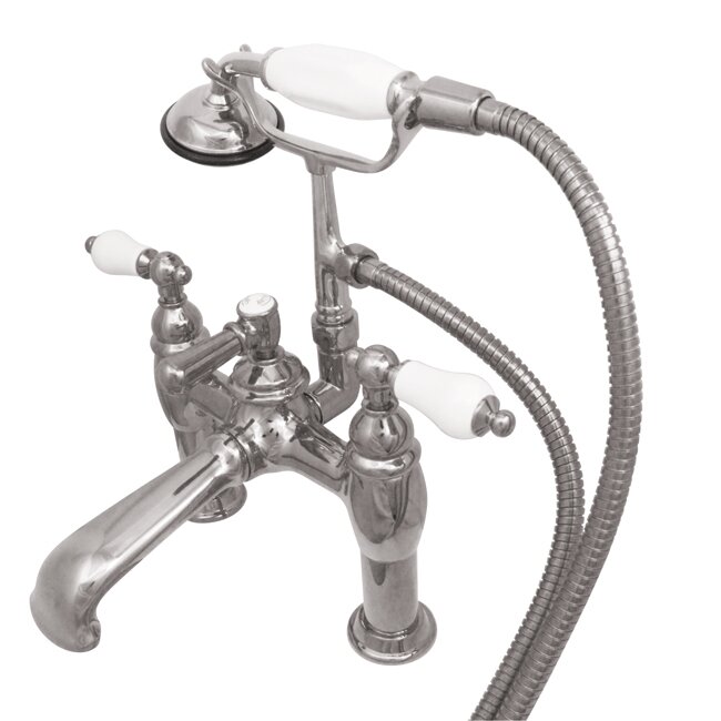 Hot Springs Triple Handle Deck Mounted Clawfoot Tub Faucet with Handshower
