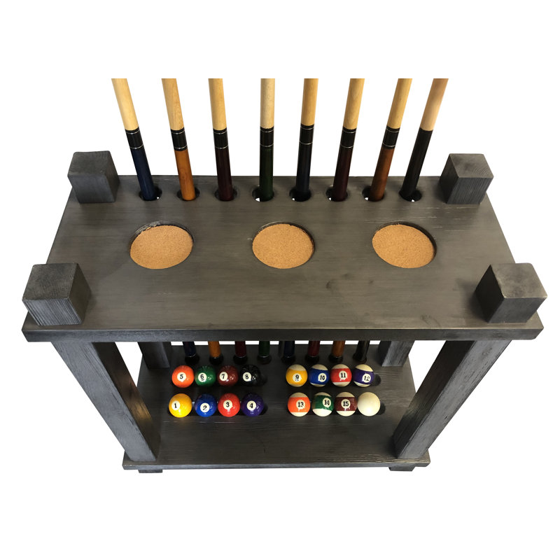 Porte-plancher pour salle de billard 8 reports en bois franc, Corbeau blanchi