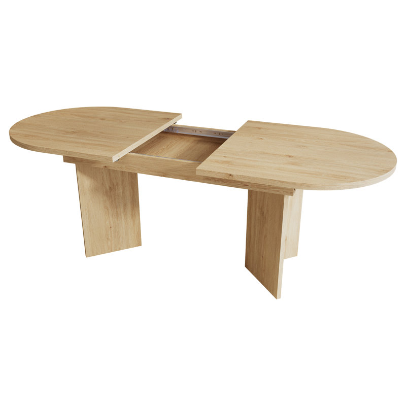 Extendable Oval Dining Table, Oak Wood, 75cmH x 140cmW x 90cmD