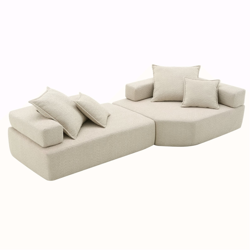 Canapé modulaire surdimensionné surdimensionné, ensemble de canapé de plancher Boucle de luxe, canapé convertible compressé, canapé spacieux rempli de mousse pour le salon, combinaison gratuite de 2 PC, 2 couleurs