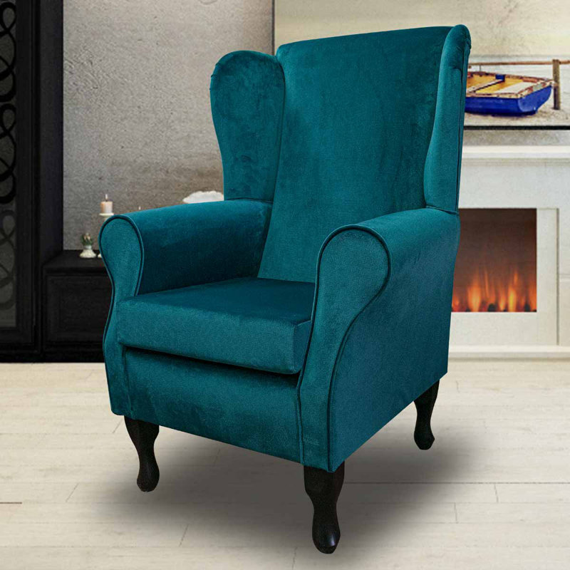 Pink Velvet Wingback Armchair