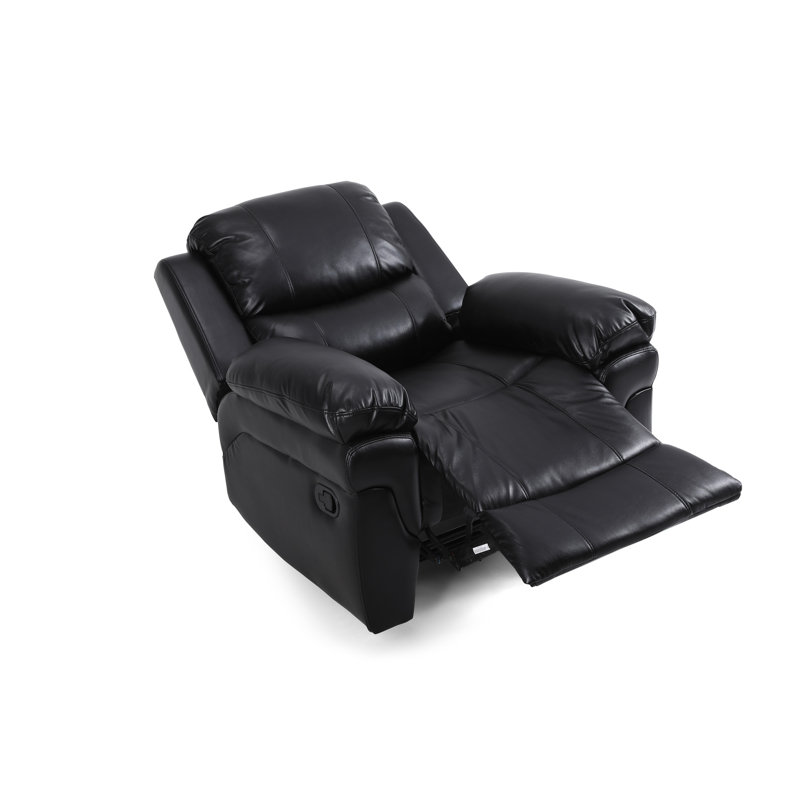 Kaneb 97cm Wide Faux Leather Standard Recliner, Black Faux Leather
