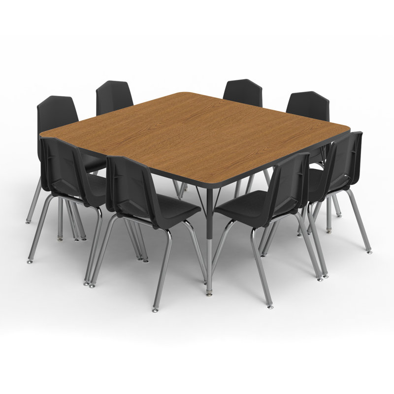 Table d'activité pour tout-petits ajustable MG, H 24 po x L 48 po x l 48 po, Noir, Chêne solaire