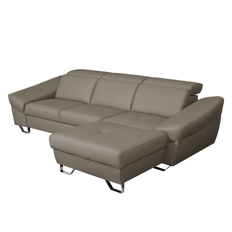 Monza Leather Corner Sofa with Sleeping Function and Underseat Storage, Tan, Right Hand Facing