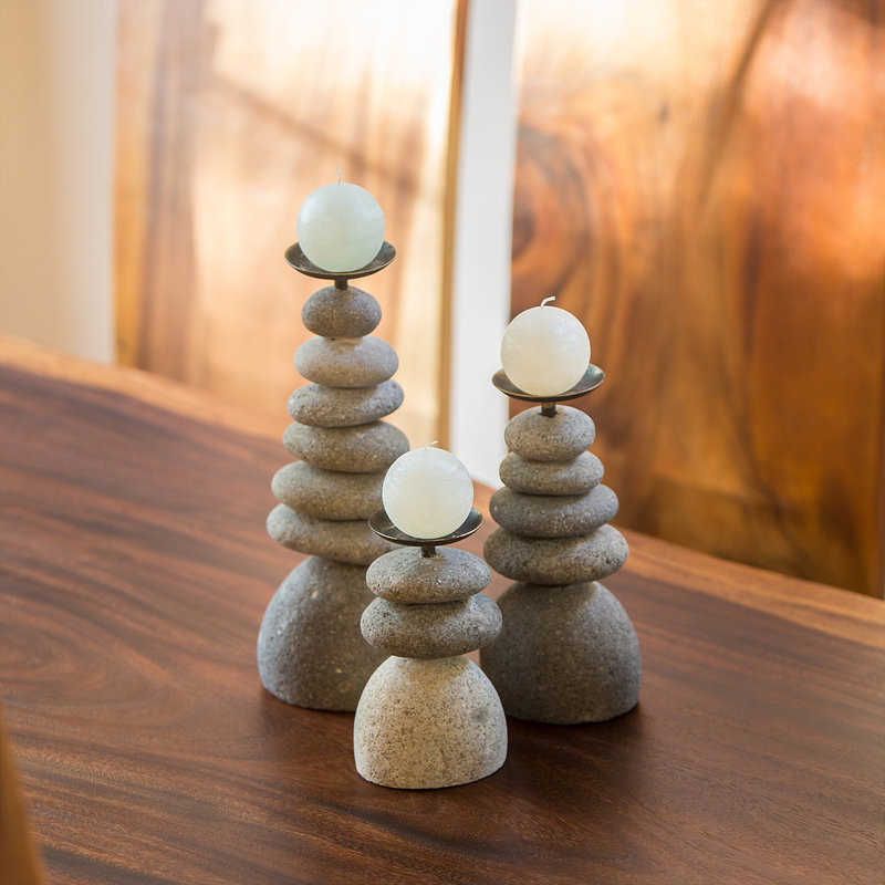 Porte-bougie triple Cairn, H 6,8 po x l 4 po x P 4,8 po