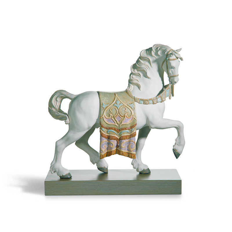 Regal Steed Figurine, Beige/White