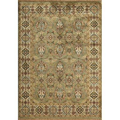 Silver Screen Handmade Wool Floral and Oriental Area Rug