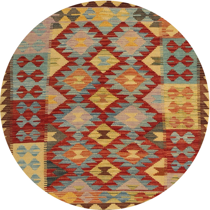 Tapis gris/brun/crème contemporaine, Rond 3 pi