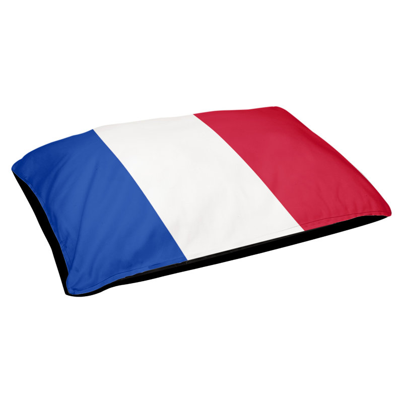 Coussin pour chien hockey Minnesota, Petit (l 28 po x P 18 po x H 9,5 po), Bleu / blanc / rouge