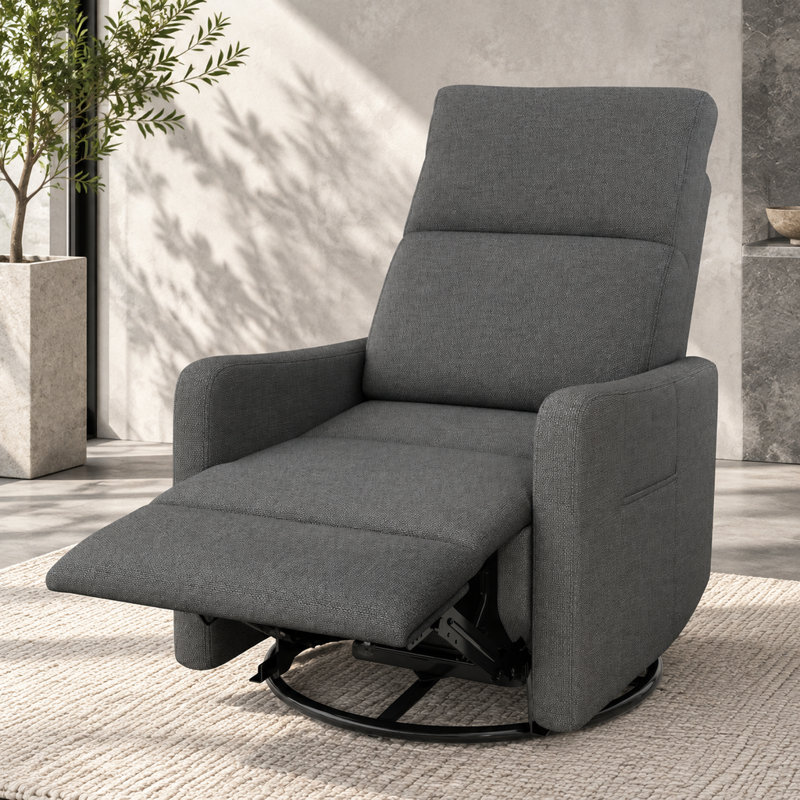 Fauteuil inclinable à bascule pivotant 270 degrés pour petits espaces, fauteuil rembourré en velours gris foncé