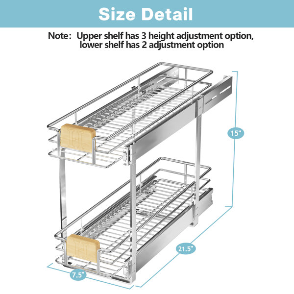 7.5 in. W x 21.5 in. D Wire Pull-Out Pantry Drawer Cabinet Organizer