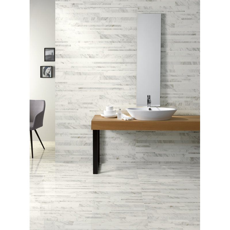 Carreau de mur et de plancher en porcelaine aspect marbre 12 po x 24 po Marmi, Calacatta