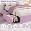 Full Size Boucle Upholstered Platform Bed Frame with Wavy Headboard and Storage Bookcase- 2 Drawers- No Box Spring Needed- Pink Chic Storage Solution-1133066460-1133066466
