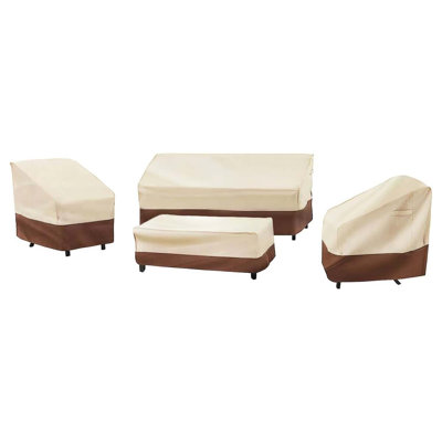 4 Piece Large 600D Heavy Duty Waterproof Patio Furniture Cover Set for Outdoor Lawn