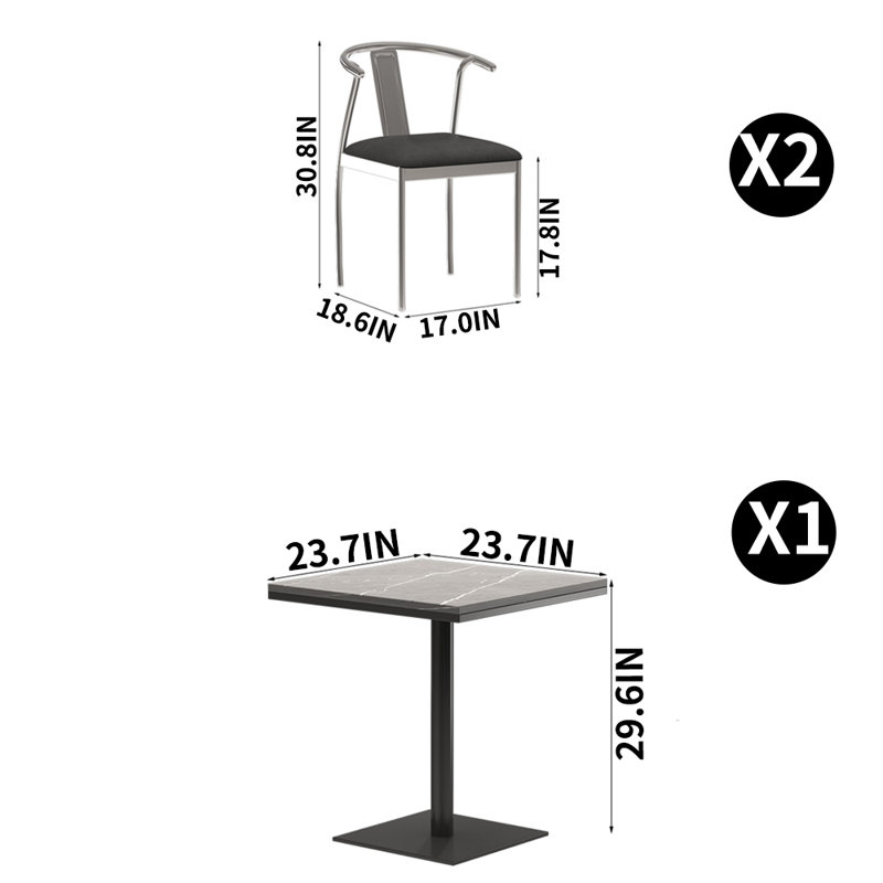 Rayquan 2 - Person Pedestal Dining Set, 29.6"H x 23.7"L x 23.7"W