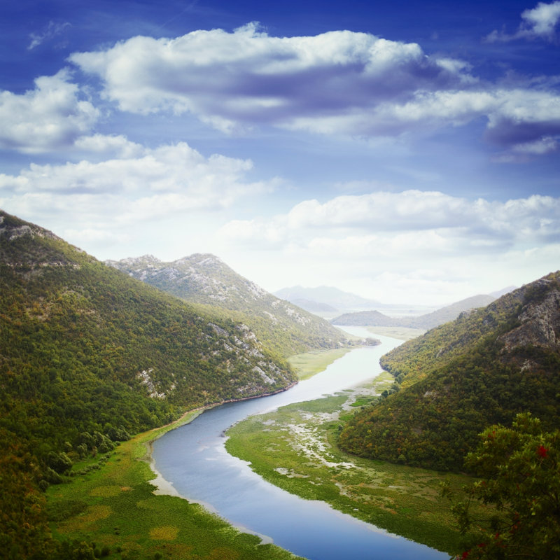 River And Mountains - Wrapped Canvas Print, 91cm H x 91cm W x 3.8cm D