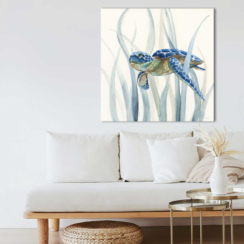 "Turtle In Seagrass II" par Nan, reproduction sur toile, H 28 po x l 28 po x P 1,5 po