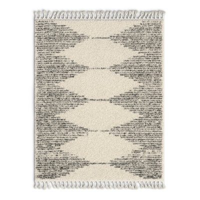 Reserve Trellis Shag Area Rug for Living Room Bedroom Dining Room Nursery, Off White/Charcoal