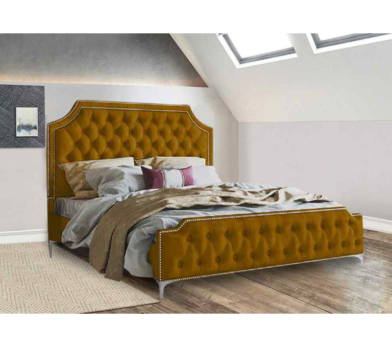 Upholstered Bed, Single (3'), Mustard