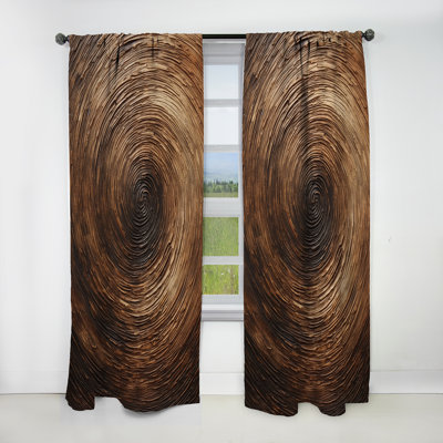 Rideau occultant brun à motif de spirales abstraites Brown Calm