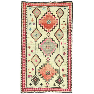 Tapis oriental antique délavé 4 pi 6 po x 7 pi 4 po