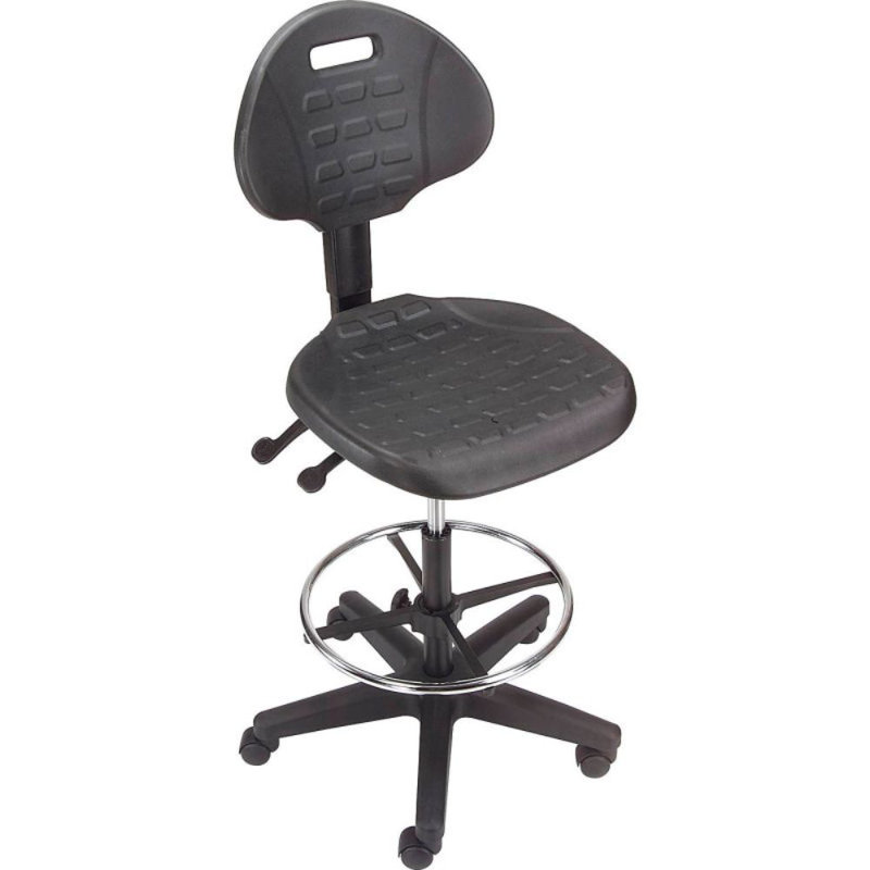 Backed Adjustable Height Ergonomic Lab Stool with Footring Wheels