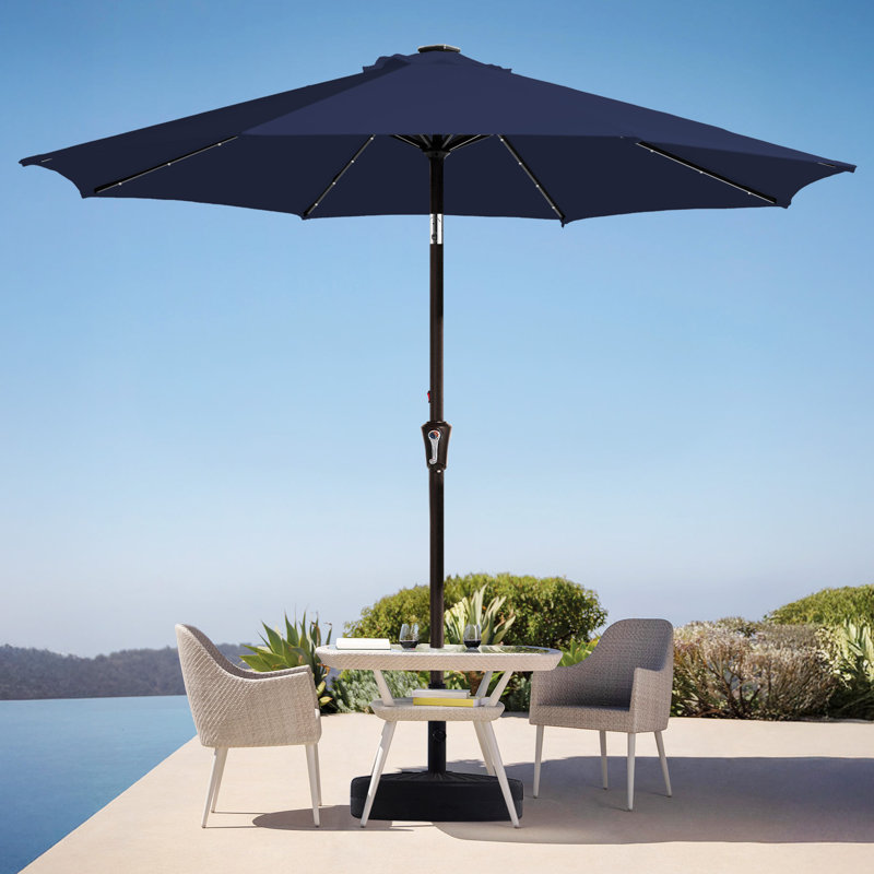 Parasol de marché avec manivelle Beka, Marine, H 91,2 po x l 108 po x P 108 po
