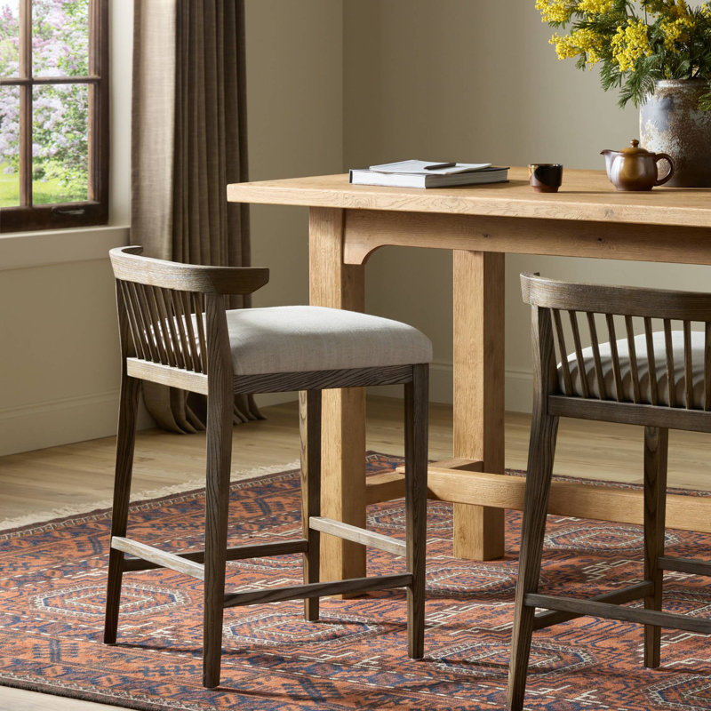 Tullio Upholstered Stool with Solid Wood Frame