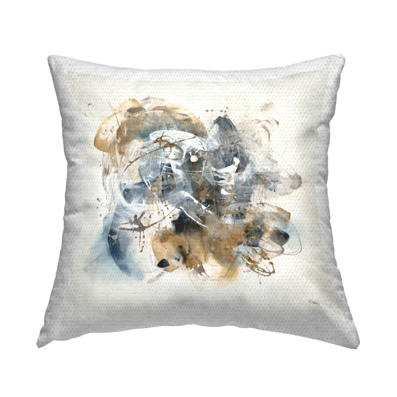 Coussin d'extérieur à imprimé abstrait chaotique par K. Nari