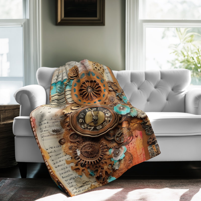 Rustic Rebel Refuge - couverture en sherpa de qualité supérieure 1 pièce - reproduction d'art luxueuse, Lit simple