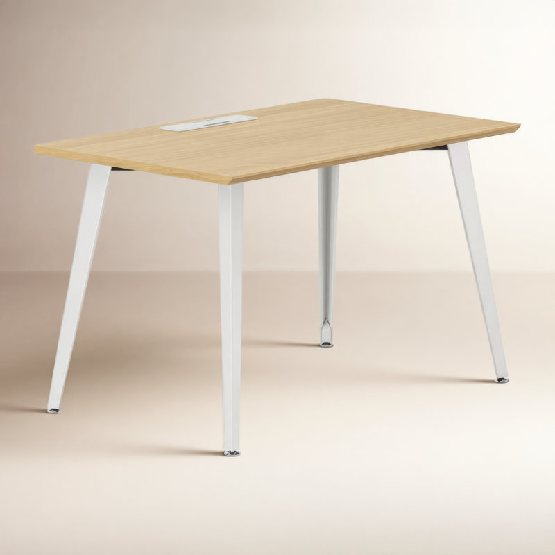 Office Desk, 30" H x 48" W x 24" D, White, Woodgrain