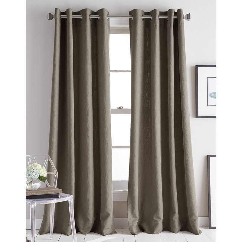 Avenue Solid Room Darkening Grommet Single Curtain Panel, 50" W x 84" L, Linen