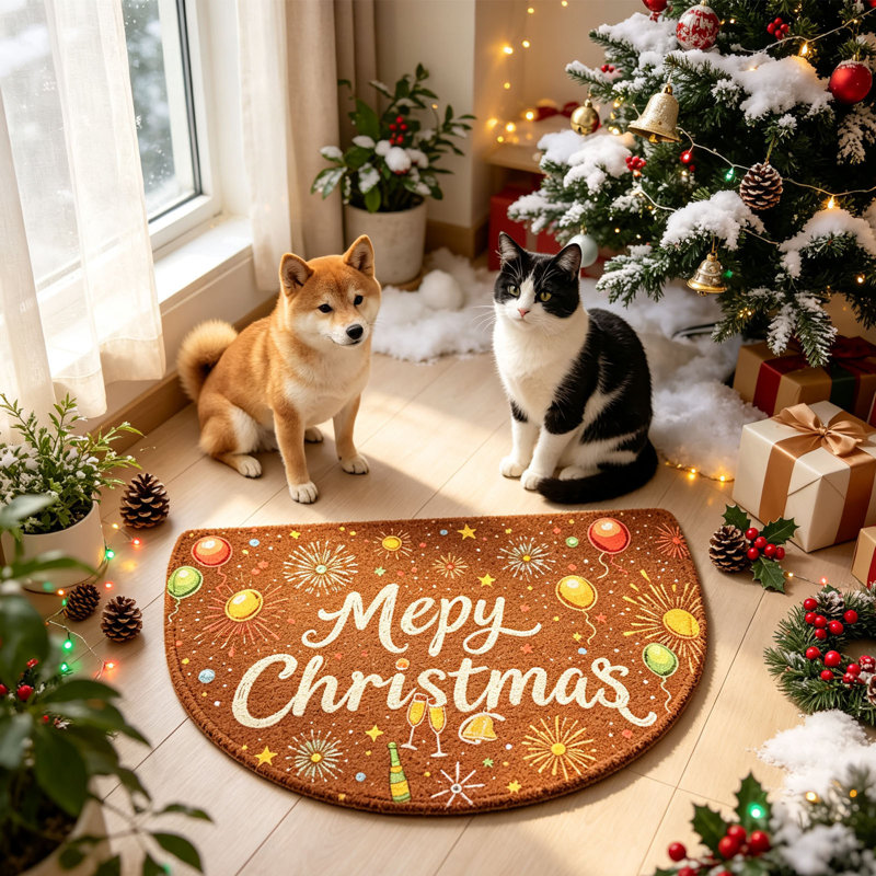 Tapis de porte de Noël pour animaux de compagnie, antidérapant et robuste, idéal pour l'entrée, pour chiens et chats. Tapis d'intérieur anti-débris, parfait pour les fêtes et la décoration de la maison.