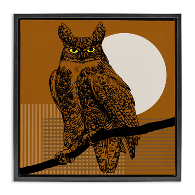 Horned Owl & Full Moon Framed Floater Canvas Wall Art by Regina Moore